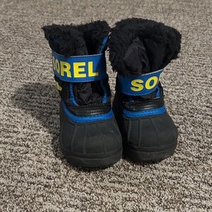 Sorel Kids' Black and Blue Snow Boots
